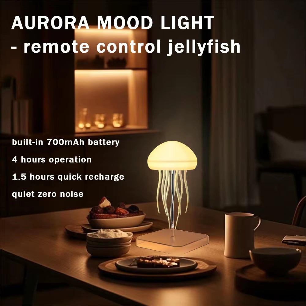 Jellyfish Lamp with Remote Control, Rechargeable RGB Color Changing Night Light, Touch Sensor Desk Lamp ,Christmas Birthday Gift